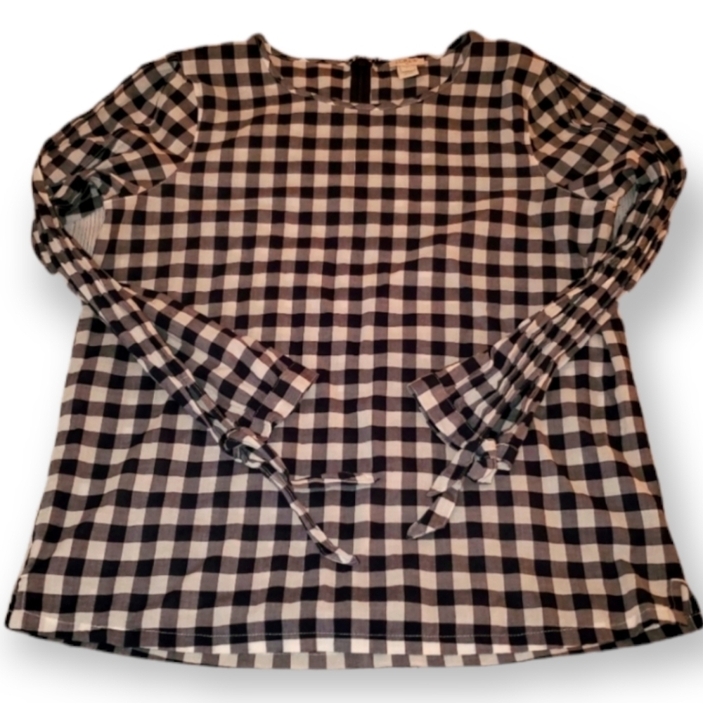 J. Crew Blue and White Plaid Cold Shoulder - Picture 3 of 12